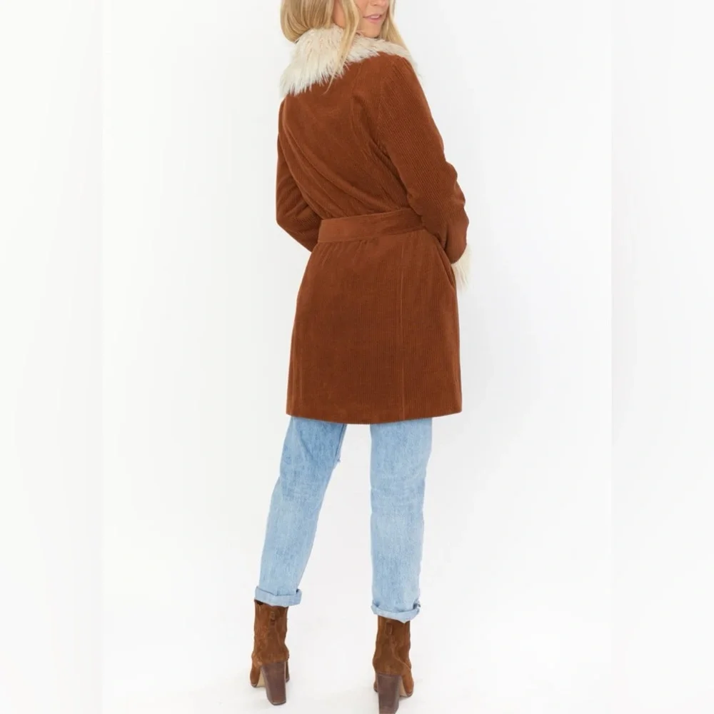 Show Me Your Mumu Penny Lane Coat Sienna Corduroy Jacket Faux Fur Trim NWT - Picture 3 of 15